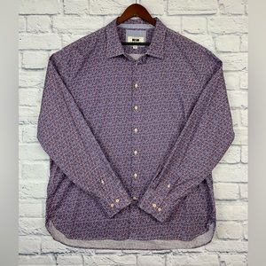 Men’s Joseph Abound Red and Blue Paisley Button Up Dress Shirt Size 3XLT